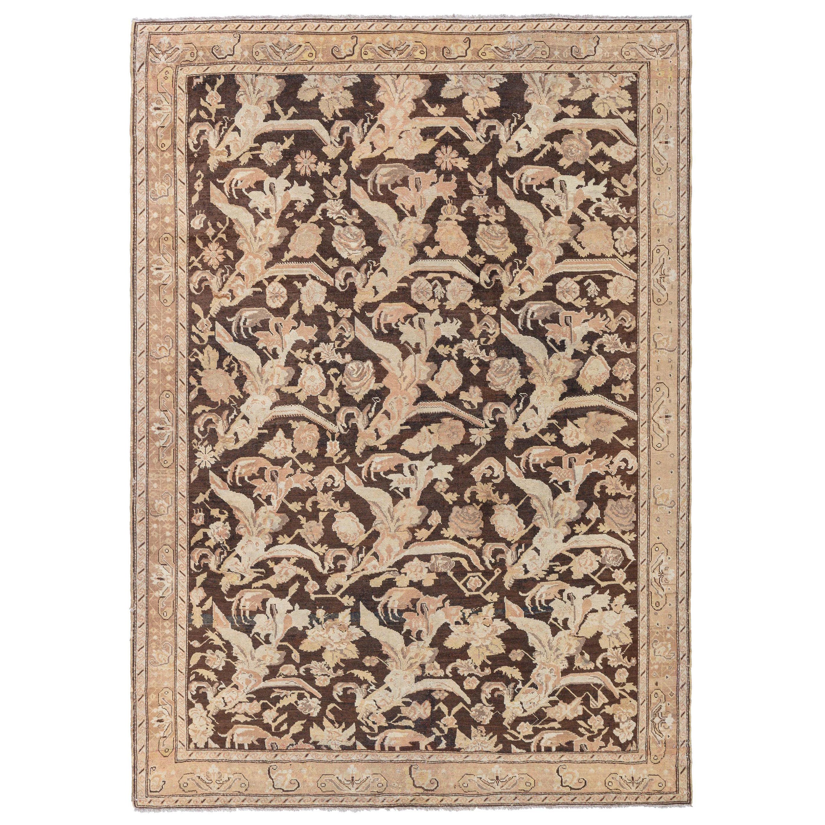 Doris Leslie Blau Antique Karabagh Botanic Brown Handmade Wool Carpet