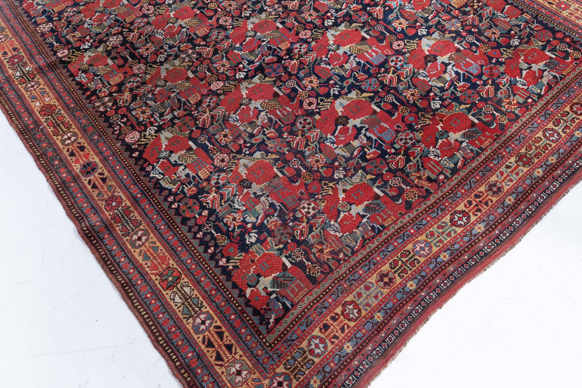 Doris Leslie Blauer antiker Karabagh-Teppich in Blau im Zustand „Gut“ im Angebot in New York, NY