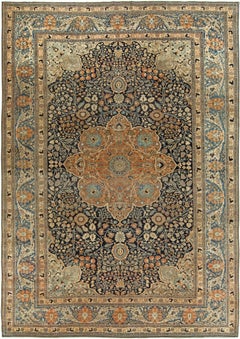 Doris Leslie Blau Antique Kashan Medallion Light Beige Rug - c. 1900 Mohtashem