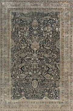 Doris Leslie Blau Antique Khorassan Allover Floral Light Beige Rug - c. 1900