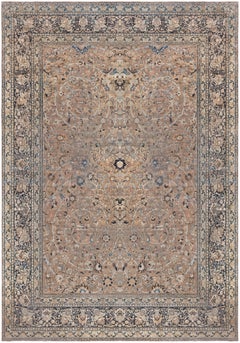 Doris Leslie Blau Antique Khorassan Allover Floral Warm Tan Rug - c. 1900