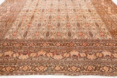 Doris Leslie Blau Antique Khorassan Allover Floral Warm Tan Rug - c. 1920