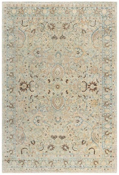 Doris Leslie Blau Antique Khorassan Floral Allover Soft Beige Rug - c. 1920