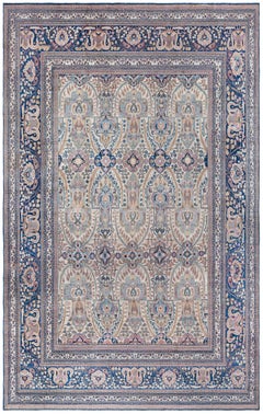 Doris Leslie Blau Antique Khorassan Floral Oversized Light Beige Rug - c. 1900