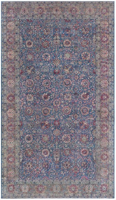 Doris Leslie Blau Alfombra Kirman Antigua Floral Marfil Beige - c. 1925