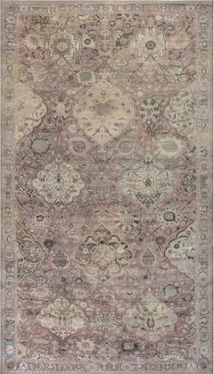 Doris Leslie Blau Antique Kirman Allover Floral Pale Sand Rug - c. 1910
