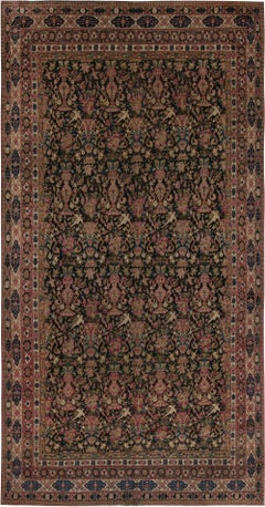 Doris Leslie Blau Antique Kirman Allover Floral Rug In Warm Tan - c. 1870