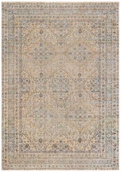 Doris Leslie Blau Alfombra antigua Kirman floral allover beige suave - c. 1880