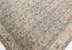 Doris Leslie Blau Antique Kirman Allover Floral Soft Beige Rug - c. 1900