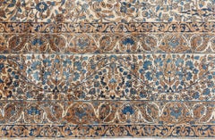 Doris Leslie Blau Antique Kirman Allover Floral Soft Beige Rug - c. 1900