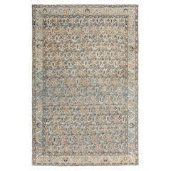 Doris Leslie Blau Antique Kirman Allover Floral Soft Beige Rug - c. 1900