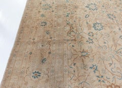 Doris Leslie Blau Antique Kirman Allover Floral Soft Beige Rug - c. 1920