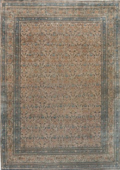 Doris Leslie Blau Antique Kirman Allover Floral Warm Tan Carpet - c. 1900