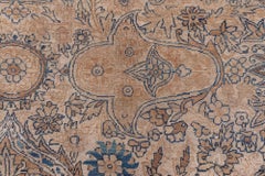 Doris Leslie Blau Antique Kirman Allover Floral Warm Tan Rug - c. 1880