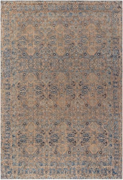 Doris Leslie Blau Antique Kirman Allover Sand Hand-Knotted Wool Rug - c. 1880