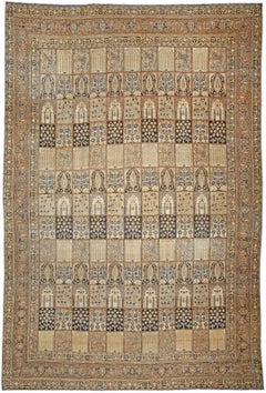 Doris Leslie Blau Antique Kirman Allover Warm Tan Hand-Knotted Carpet - c. 1880