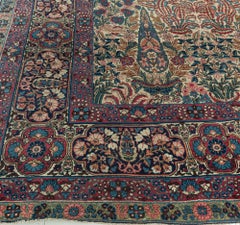 Doris Leslie Blau Antique Kirman Cream Beige Carpet - c. 1920 Garden Design