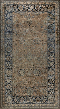 Doris Leslie Blau Antique Kirman Cream Beige Rug - c. 1900 (Size Adjusted)