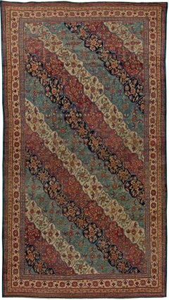 Doris Leslie Blau Antique Kirman Floral Allover Cream Hand-Knotted Rug - c. 1880