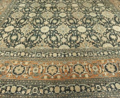 Doris Leslie Blau Antique Kirman Floral Allover Light Beige Rug - c. 1880