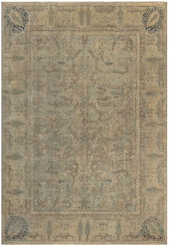 Doris Leslie Blau Antique Kirman Floral Allover Soft Beige Rug - c. 1880