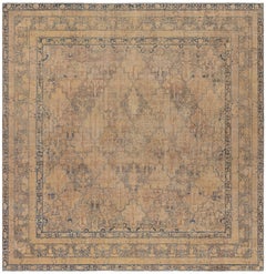 Doris Leslie Blau Antique Kirman Floral Allover Warm Tan Rug - c. 1900