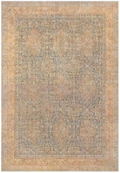 Doris Leslie Blau Antique Kirman Floral, Oversized Warm Tan Rug - c. 1920