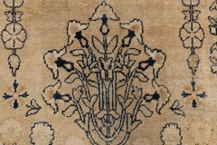 Doris Leslie Blau Antique Kirman Floral Warm Tan With Dark Gray Rug - c. 1920
