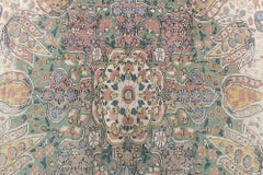 Doris Leslie Blau Antique Kirman Medallion Light Blue Hand-Knotted Rug - c. 1900