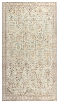 Doris Leslie Blau Antique Malayer Allover Cream Beige Hand-Knotted Rug - c. 1920