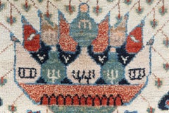 Doris Leslie Blau Antique Malayer Floral Allover Light Beige Hand-Knotted Rug