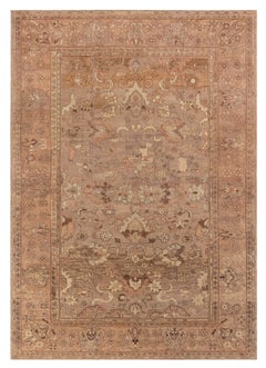 Doris Leslie Blau Antique Malayer Floral Allover Warm Tan Rug - c. 1920