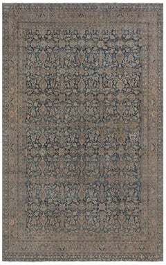 Doris Leslie Blau Antique Meshad Allover Floral Cream Beige Carpet - c. 1880