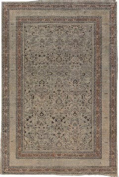 Doris Leslie Blau Antique Meshad Allover Floral Soft Beige Rug - c. 1900