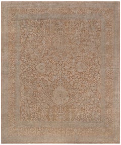 Doris Leslie Blau Antique Meshad Allover Floral Soft Beige Rug - c. 1920