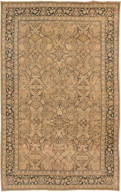 Doris Leslie Blau Antique Meshad Allover Floral Warm Tan Rug - c. 1880