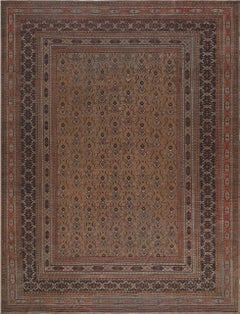 Doris Leslie Blau Antique Meshad Allover Geometric Warm Tan Rug - c. 1930