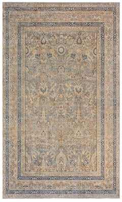 Doris Leslie Blau Antique Meshad Floral Allover Light Beige Rug - c. 1900