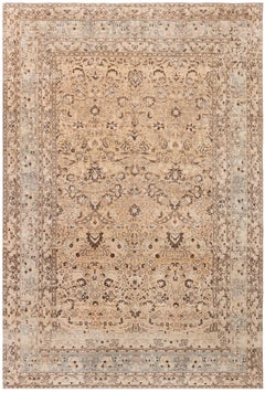Doris Leslie Blau Antique Meshad Floral Allover Soft Beige Carpet - c. 1920