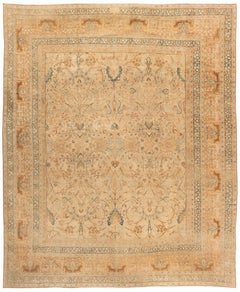 Doris Leslie Blau Antique Meshad Floral Allover Soft Beige Hand-Knotted Wool Rug