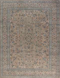 Doris Leslie Blau Antique Meshad Floral Allover Warm Tan Carpet - c. 1900
