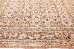 Doris Leslie Blau Antique Meshad Floral Allover Warm Tan Rug - c. 1900