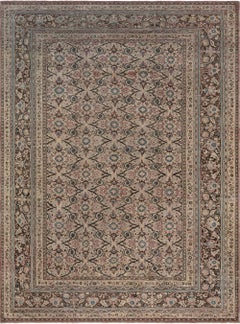Doris Leslie Blau Antique Meshad Floral Allover Warm Tan Rug - c. 1900