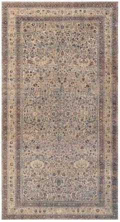 Doris Leslie Blau Antique Meshad Floral Oversized Soft Beige Rug - c. 1880