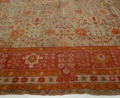 Doris Leslie Blau Antique Oushak Turkish Allover Floral Pale Sand Rug - c. 1910