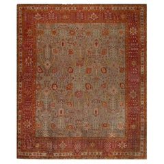Doris Leslie Blau Antique Oushak Turkish Allover Floral Pale Sand Rug - c. 1910