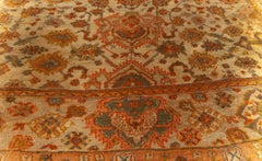 Doris Leslie Blau Antique Oushak Turkish Allover Floral Soft Beige Rug - c. 1900