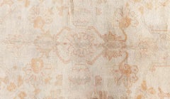 Doris Leslie Blau Antique Oushak Turkish Allover Floral Soft Beige Rug - c. 1900