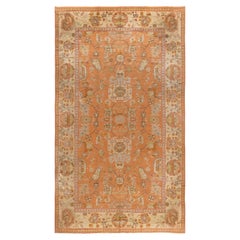 Doris Leslie Blau Antique Oushak Turkish Allover Floral Warm Tan Rug - c. 1920