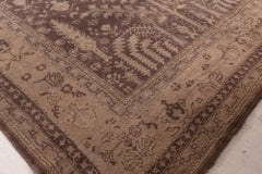 Tapis turc antique Oushak à motifs floraux sur toute la surface, couleur sable pâle, signé Doris Leslie Blau – vers 1920